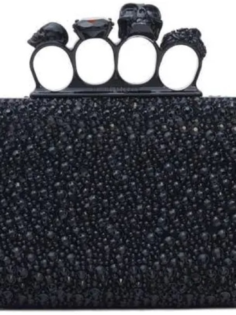 Alexander McQueen Black Skull Crystal Knuckle Clutch.